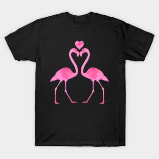 Pink Camouflage Flamingo With A Heart T-Shirt